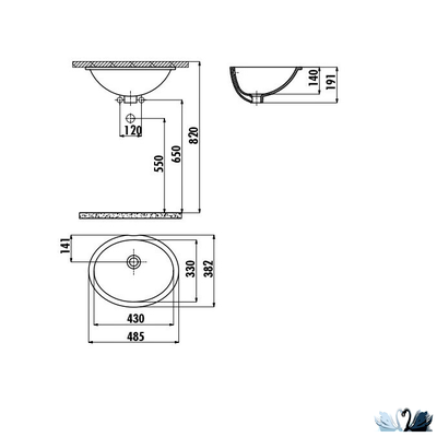 Раковина Creavit TP211 33 х 43 см, врезная снизу, TP211-00CB00E-0000