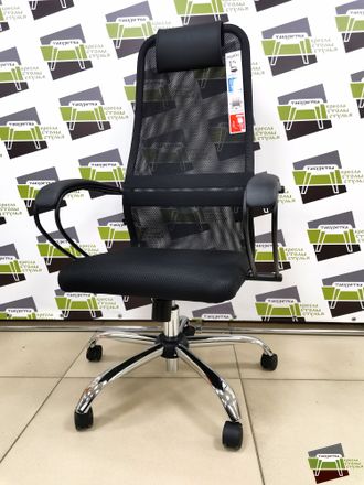 Кресло  METTA SU-BK130-8 ТКАНЬ ЧЕРНАЯ/К.ЗАМ ЧЕРНЫЙ КРЕСТОВИНА ХРОМИРОВАННАЯ