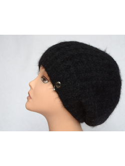 Женский вязаный берет однослойный из мохера и шерсти Италия Vizio 5967 BO черный