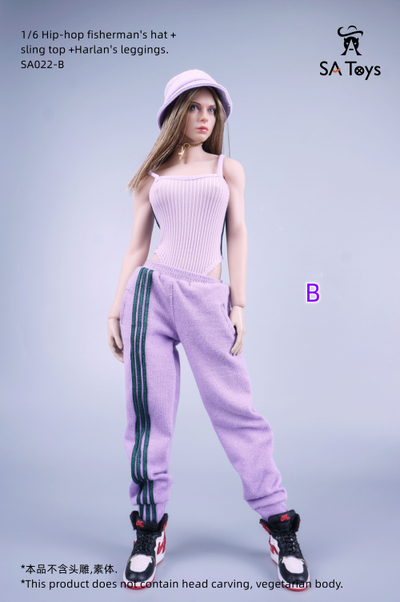 Женский спортивный костюм, набор из 3 предметов (сиреневый) - 1/6 - Hip-hop suit (SA022B) - SA Toys