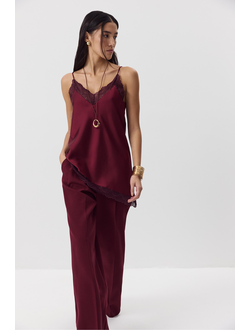 Топ с кружевом (винный)