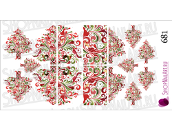 Слайдер-дизайн 681 - Новогодняя елка, красно-зелёный узор