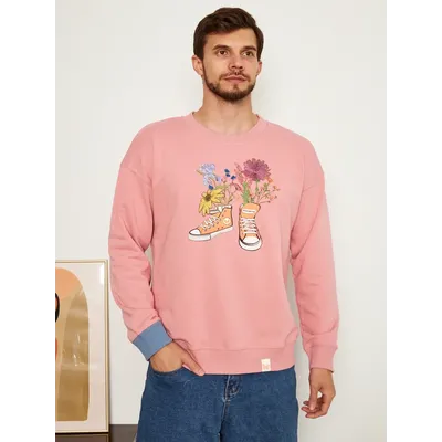 МУЖСКОЙ СВИТШОТ РОЗОВЫЙ "ЦВЕТОЧНЫЕ КЕДЫ"