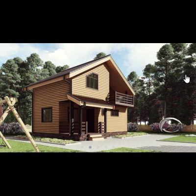 Одноэтажный каркасный дом с мансардой с двумя спальнями 80м² (SK47)