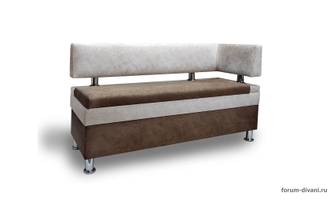 Кухонный ДИВАН "ФОРУМ-4" с боковой спинкой, Коричневый/Слоновая кость Правый