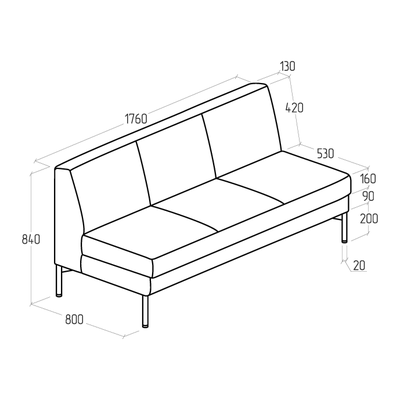 Модуль Everprof Gamma трехместный Экокожа Черный