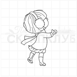 Штамп девочка в теплой одежде