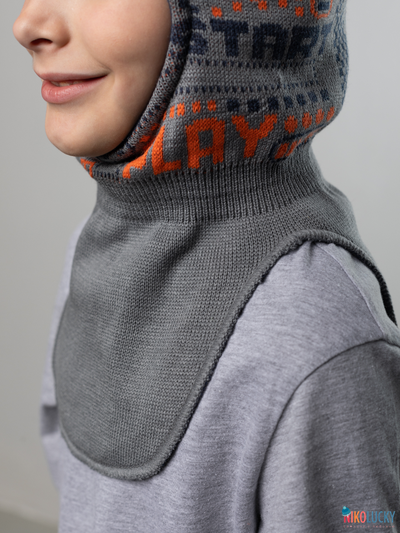 Шапка-шлем  21202-06, цвет темно-серый, оранжевый, р. 48-50