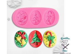 Молд новогодний «Новогодняя ёлка», силикон, 11×4,8 см, цвет розовый