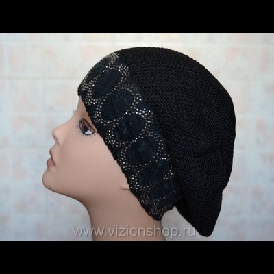 Головной убор с кружевом Vizio 4813 берет черный Италия
