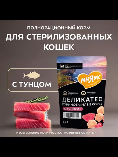 Мнямс Деликатес влажный корм для котят Куриное филе с козьим молоком в соусе,  50 г