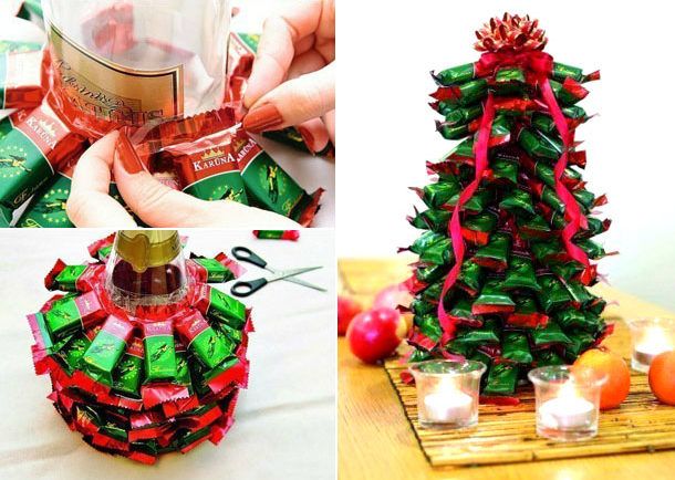 фотографія майстер класи новорічних ялинок з цукерок