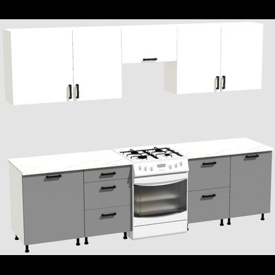 Кухня Эконом 2,1 метра (600х450х600х450) Цвет: Белый/Базальт