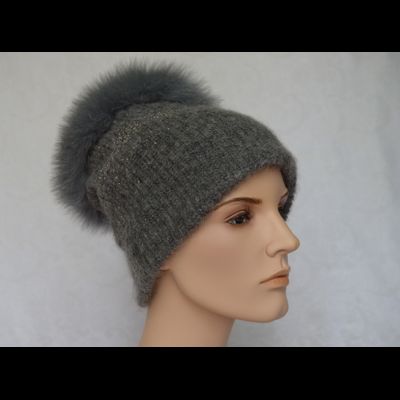 Женский головной убор с меховой опушкой Vizio Италия 6470 TP серый