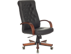 Кресло руководителя Бюрократ T-9928WALNUT/ECO черный экокожа крестов. металл/дерево