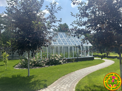 Базовая комплектация теплицы из стекла и алюминия БРИСТОЛЬ размером 8000 х 4000 мм