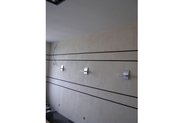 Дек. штукатурка Травертин. Вертикальная расшивка.