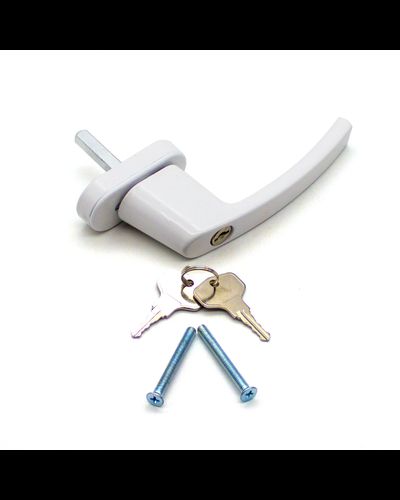 003-Ручка оконная с ключом ,  белая  Артикул: 00000354