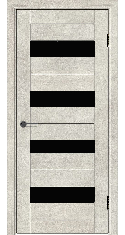 Дверь Экостиль 14 светлый бетон с черными стеклами