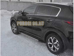 Пороги алюминиевые "Элеганс" РусСталь для Kia Sportage 2018-2021