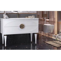 Тумба с раковиной Opadiris Ибица 120, напольная белый/золото