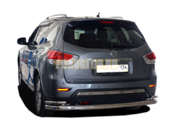 Защита заднего бампера угловая двойная большая Папа Тюнинг d76/42 для Nissan Pathfinder 2015-