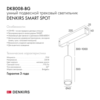 Трековый светильник Denkirs DK8008-BG