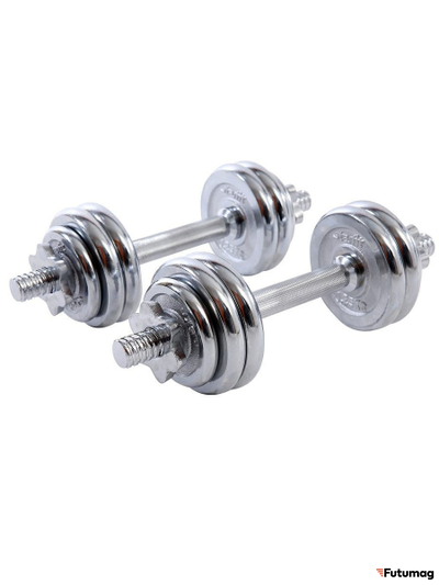 Гантели разборные DB-501, чугун/хромированная сталь, в чемодане, 2 шт, по 7,5 кг