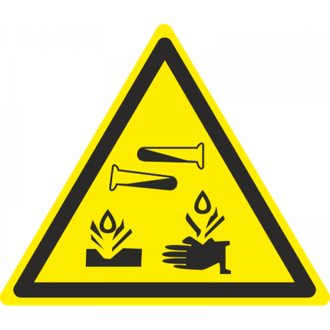 W04 Опасно, едкие и коррозионные вещества, 200х200 мм, на самоклеющейся пленке