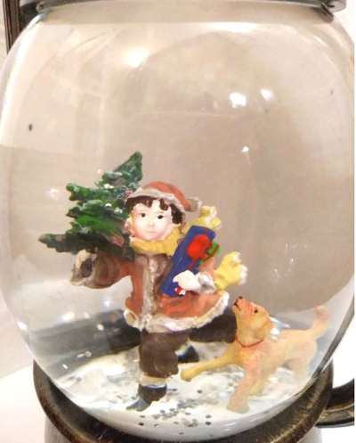 Новогодний фонарь с LED-подсветкой и поддувкой снега,  12*10*21 см (два вида)