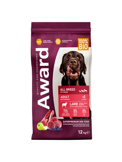 AWARD (Авард) сухой корм для собак всех пород, Ягненок, Индейка 12 кг