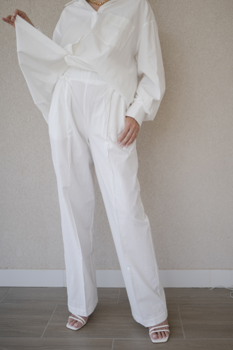 Брюки из вареного хлопка (белый)