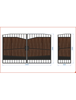 Кованые ворота с калиткой 008