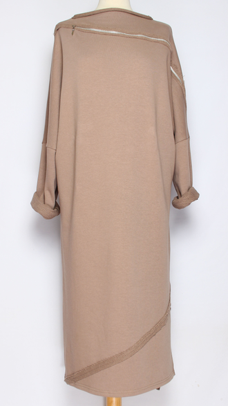 ПЛАТЬЕ БОХО "Молния плотное" бежевое р.46-52