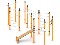 2281.1.50 Воркаут «4 турника, 2 шведские стенки, 2 пары колец, рукоход и скамьи для пресса»