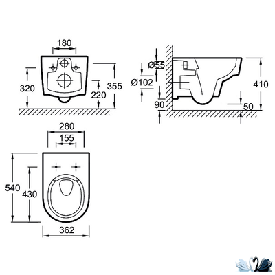 Унитаз Jacob Delafon Odeon Rive Gauche EDR102-00, подвесной, белый