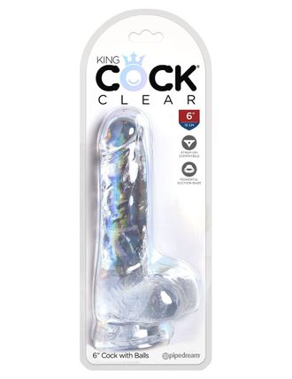 Прозрачный фаллоимитатор King Cock Clear 6" Cock with Balls - 17,8 см. Производитель: Pipedream, США