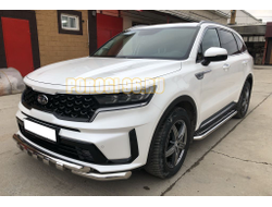 Пороги с накладным листом d53 для Kia Sorento 2020-