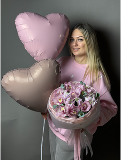 Сэт Букет из орхидей + сердца