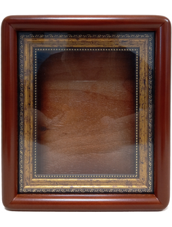 Киот "Антик" деревянный с багетной рамой "под золото" для иконы формата 13х16см