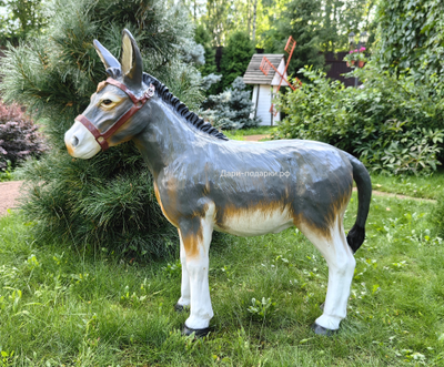 Садовая фигура ОСЛИК С ТЕЛЕЖКОЙ 98*2500см полистоун/дерево Россия ( Ослик без телеги 98*100см 11,7кг - 13940р; телега без ослика 150*60*62см - 12890р)  1,1м3  19348/016708  Экономия при покупке комплекта 2850р