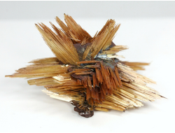 Редкость! Рутил свободного роста, сростки "звезды" золотистых игольчатых кристаллов на кристаллах гематита, Бразилия (29*16*16 мм, 2,3 г) №37919