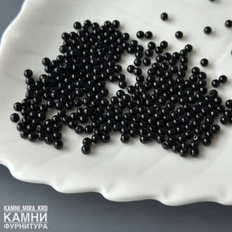 Круглые чёрные акриловые бусины 4 мм, цена за набор