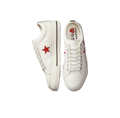 Кеды Converse One Star x Comme des Garçons Play белые низкие с сердечком