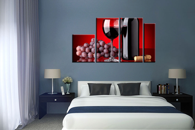 Модульная картина "Вино и виноград"