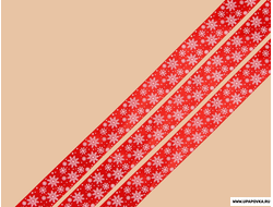 Лента атласная «Снежный вальс» Красная 2 см x 5 м