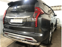 Защита заднего бампера двойная d60/42 для Mitsubishi Pajero Sport (2021-...)