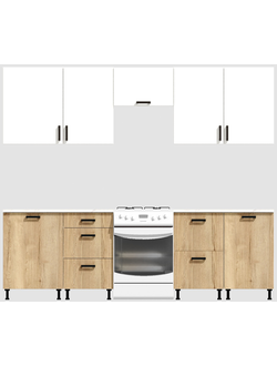 Кухня Эконом 2,1 метра (600х450х600х450) Цвет: Белый/Дуб Вотан