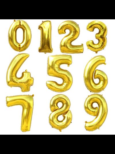 Цифра фольгированная с гелием Золото 102 см