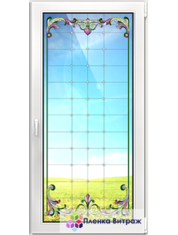 Витражная пленка, витражная пленка самоклеющаяся, пленочный витраж с классическим рисунком